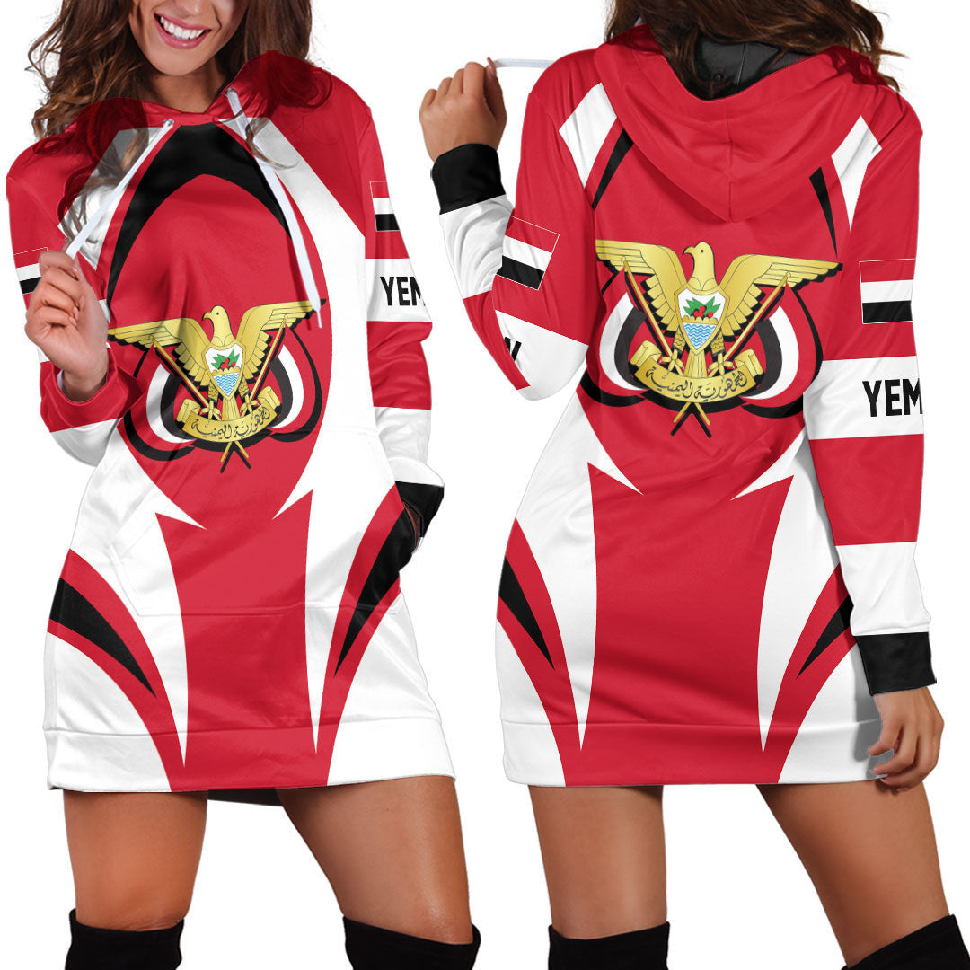 Shopicos Clothing - Yemen Action Flag Hoodie Dress RLT7 - Shopicos