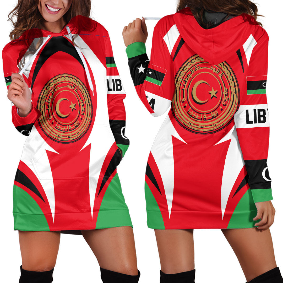 Shopicos Clothing - Libya Action Flag Hoodie Dress RLT7 - Shopicos