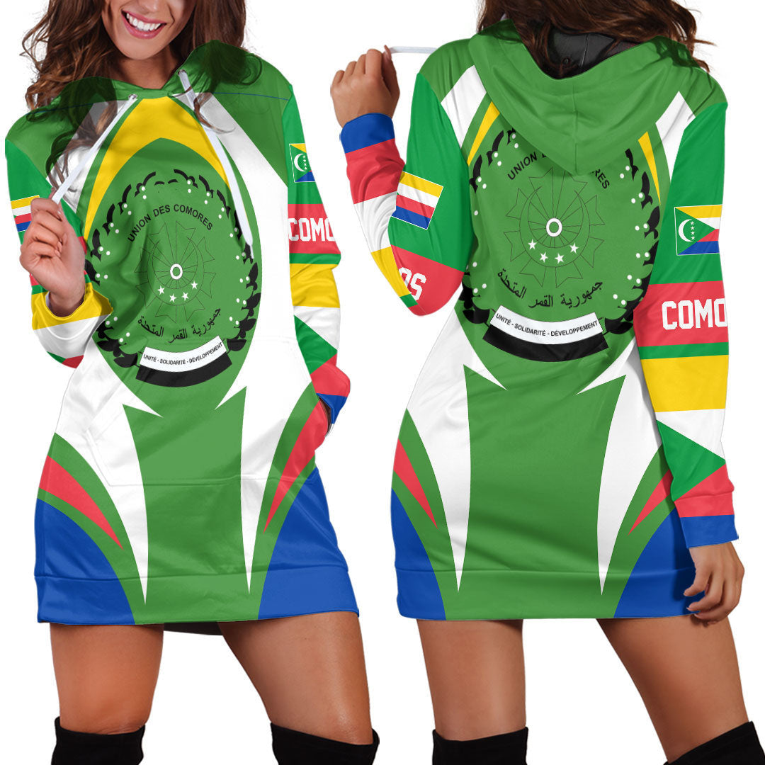 Shopicos Clothing - Comoros Action Flag Hoodie Dress RLT7 - Shopicos
