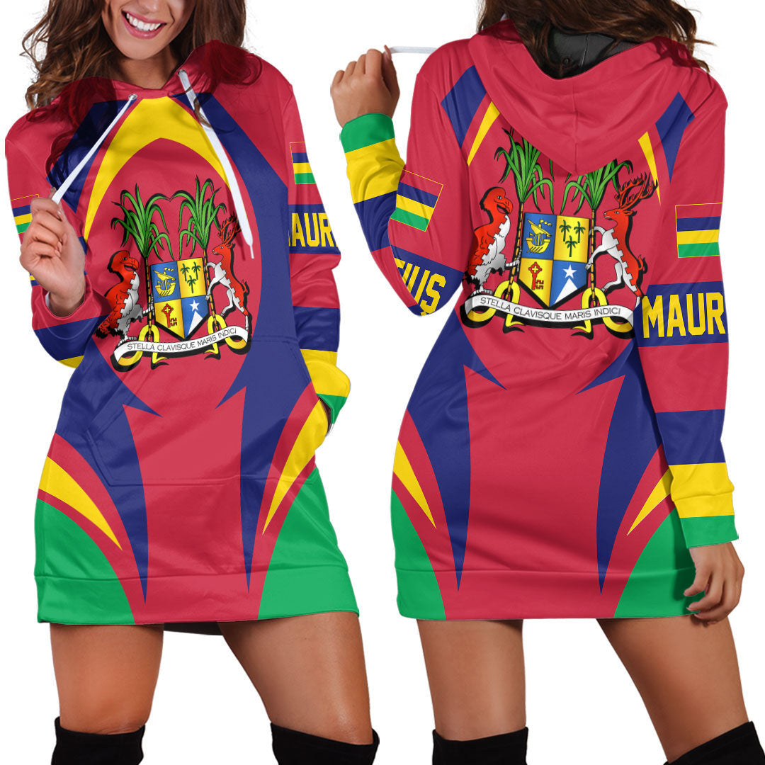 Shopicos Clothing - Mauritius Action Flag Hoodie Dress RLT7 - Shopicos
