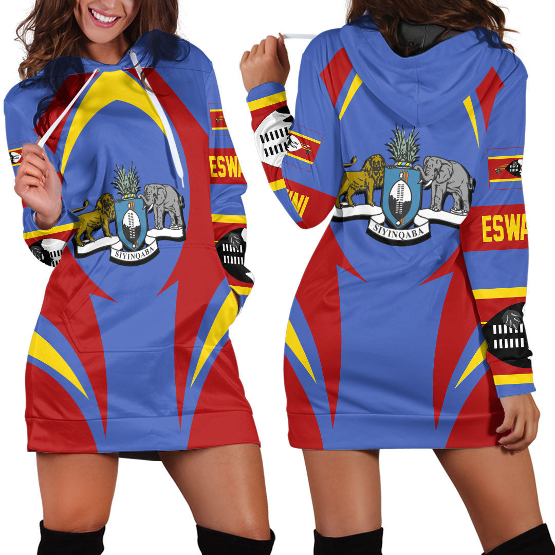 Shopicos Clothing - Eswatini Action Flag Hoodie Dress RLT7 - Shopicos