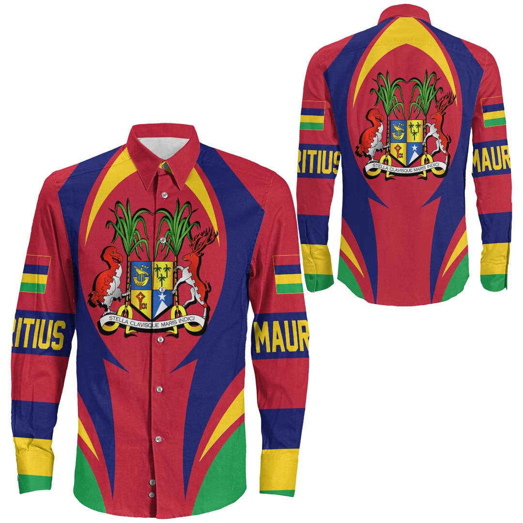 Shopicos Clothing - Mauritius Action Flag Long Sleeves Button Shirt RLT7 - Shopicos