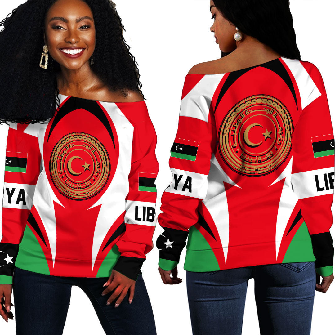 Shopicos Clothing - Libya Action Flag Off Shoulder Sweaters RLT7 - Shopicos