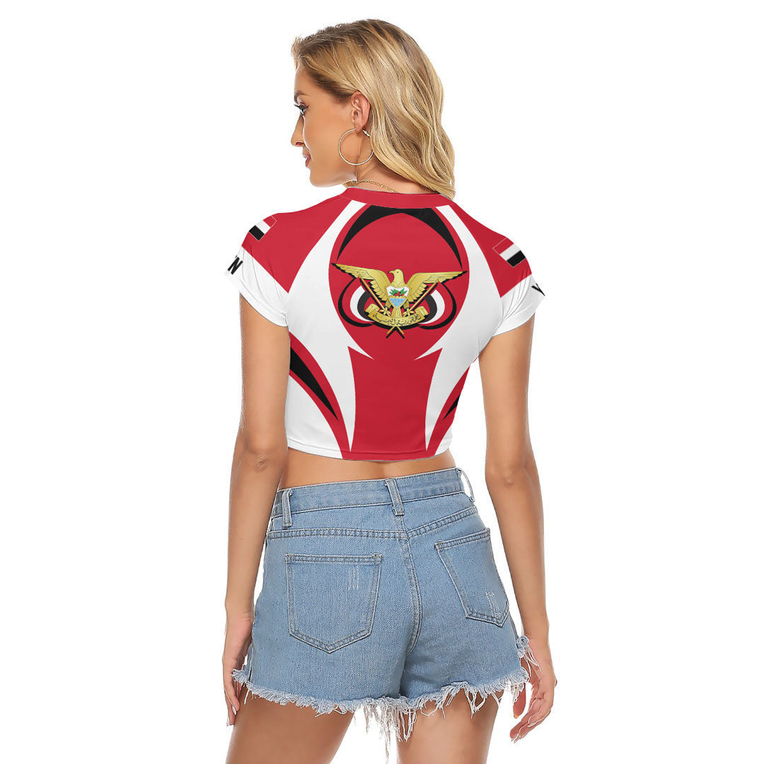 Shopicos Clothing - Yemen Action Flag Women's Raglan Cropped T shirt RLT7 - Shopicos