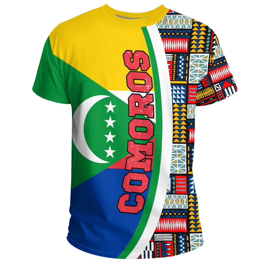Comoros Flag and Kente Pattern Special RLT13 - Shopicos