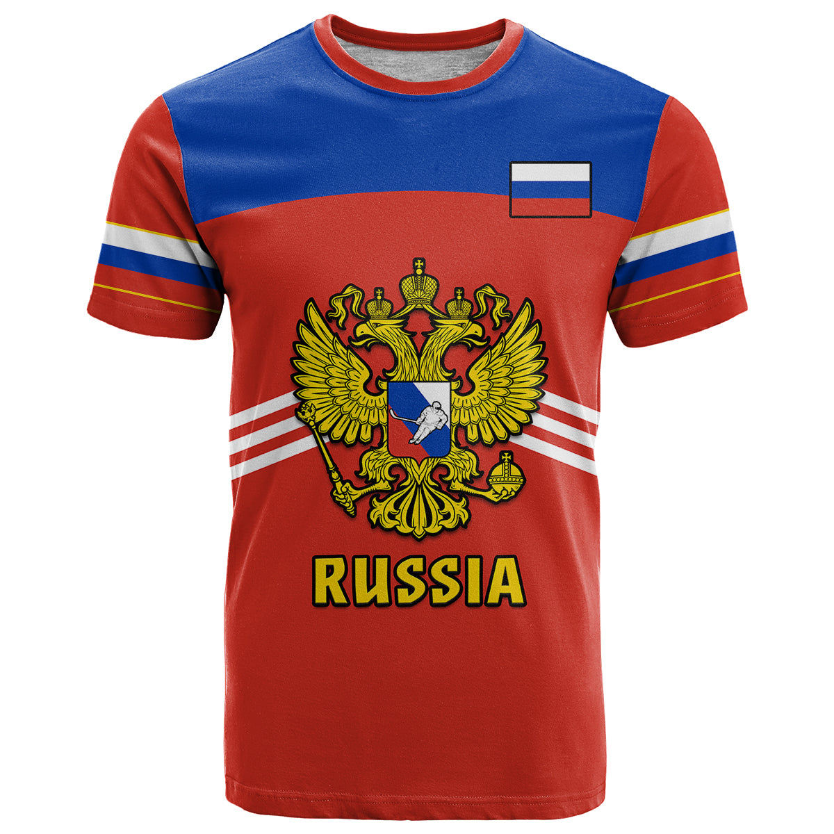 Custom Russia Hockey 2023 Red Sporty Style T Shirt - Shopicos
