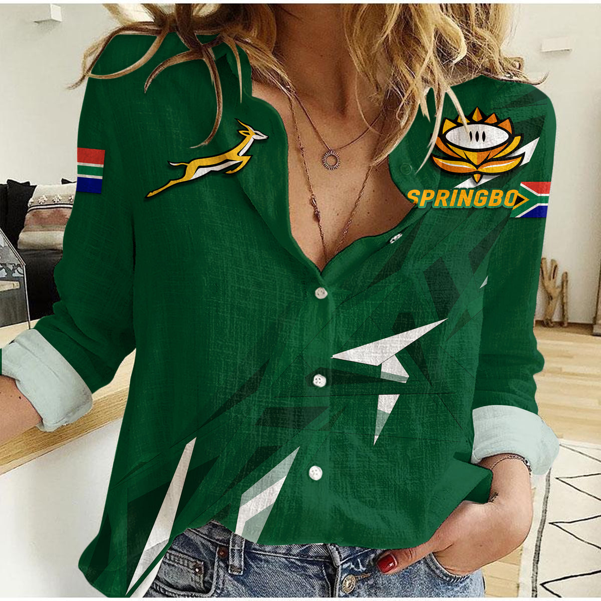 South Africa Springboks 2022 Legend Women Casual Shirt - LT12 - Shopicos