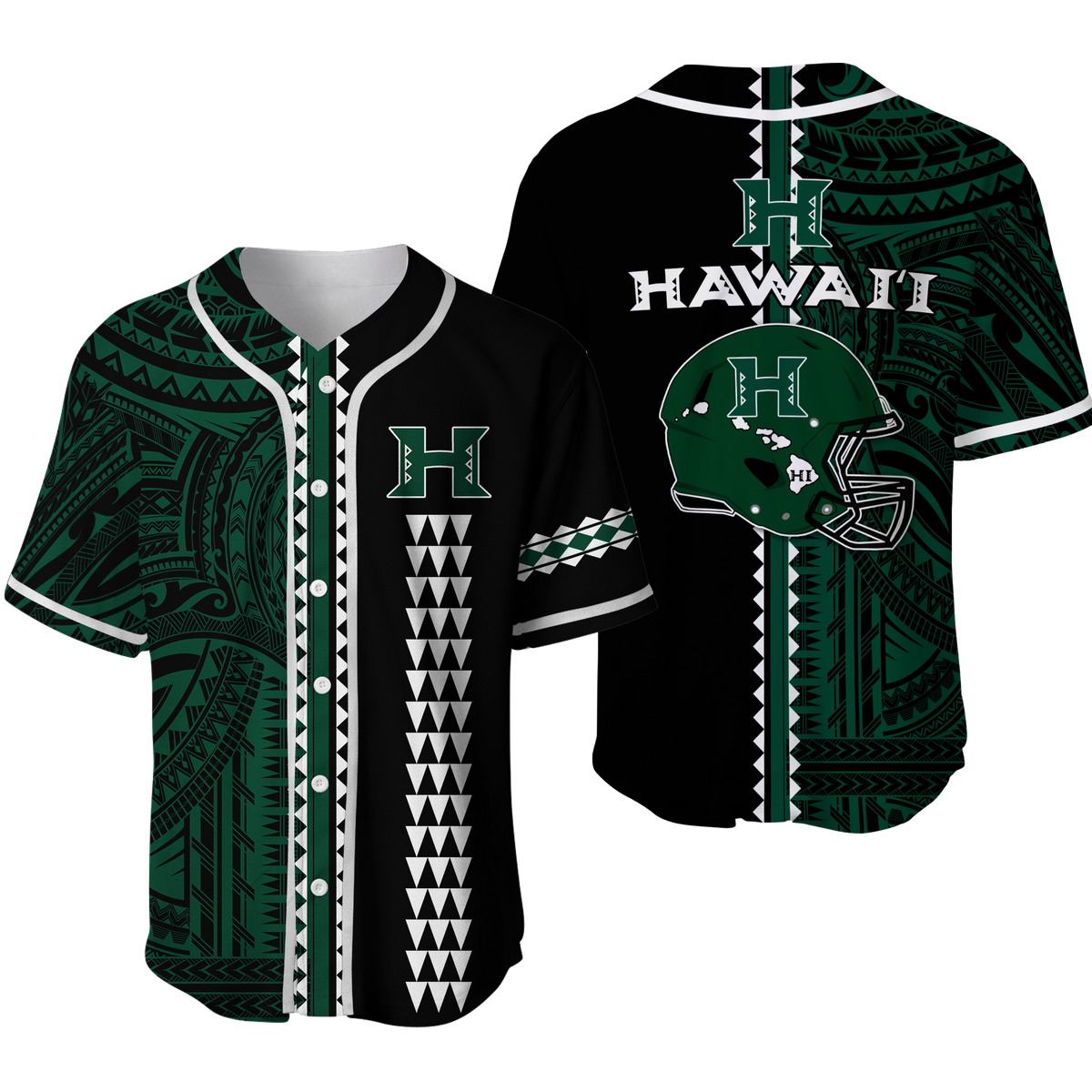 Hawaii Kakau Warrior Football Baseball Jersey LT12 - Shopicos