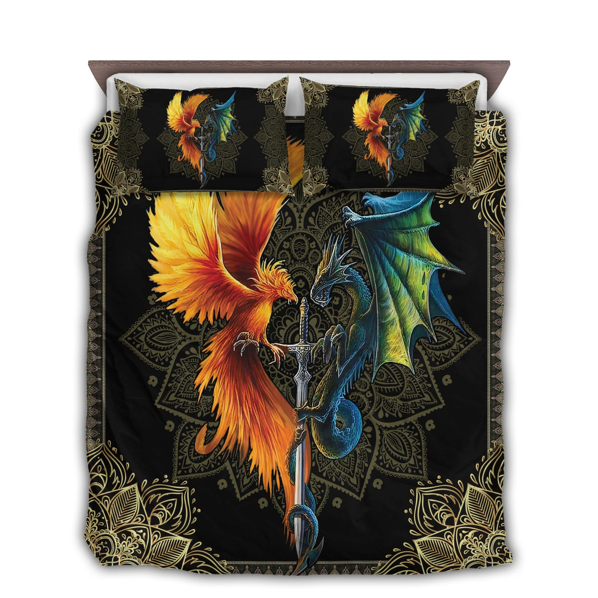 Dragon And Phoenix Sword Bedding Set - Shopicos