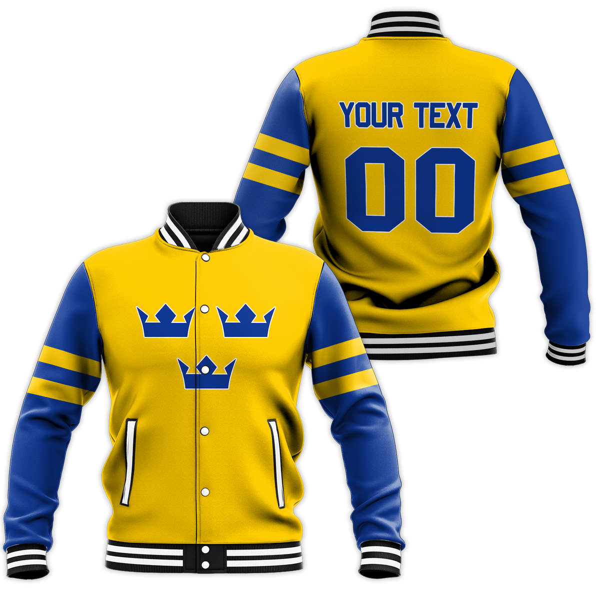 (Custom Personalised) Sweden Hockey Pride Baseball Jacket LT12 - Shopicos