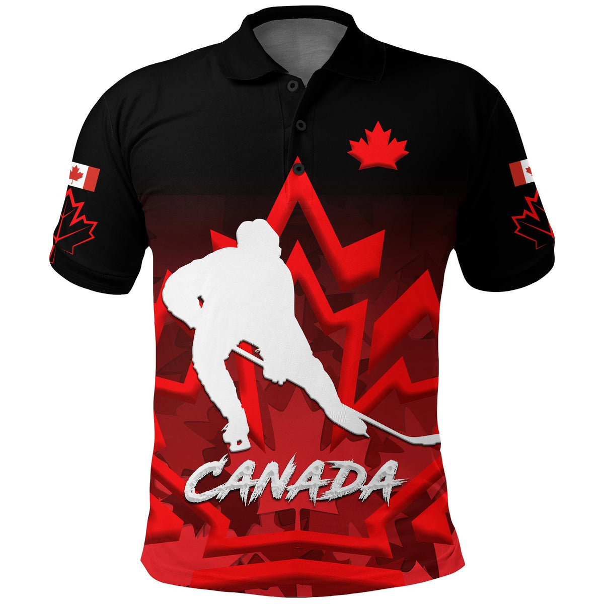 Custom Canada Hockey With Maple Leaf Polo Shirt LT12 - Shopicos