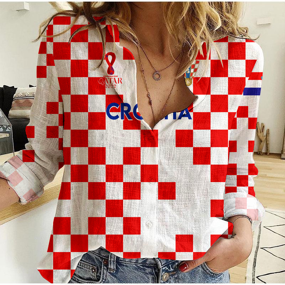 Croatia Football World Cup 2022 Women Casual Shirt - LT2 - Shopicos