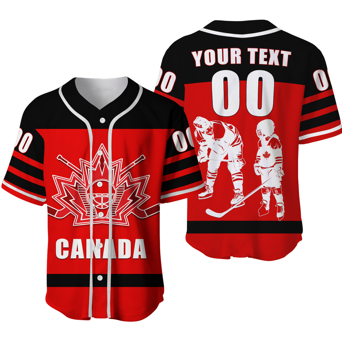 (Custom Personalised) Canada Hockey Team Supporter Father's Day Baseball Jersey LT12 - Shopicos