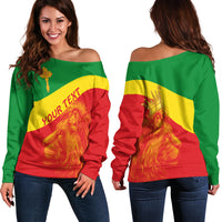 (Custom Personalised) Ethiopia Off Shoulder Sweater Ethiopian Cross and Lion of Judah LT13 - Shopicos