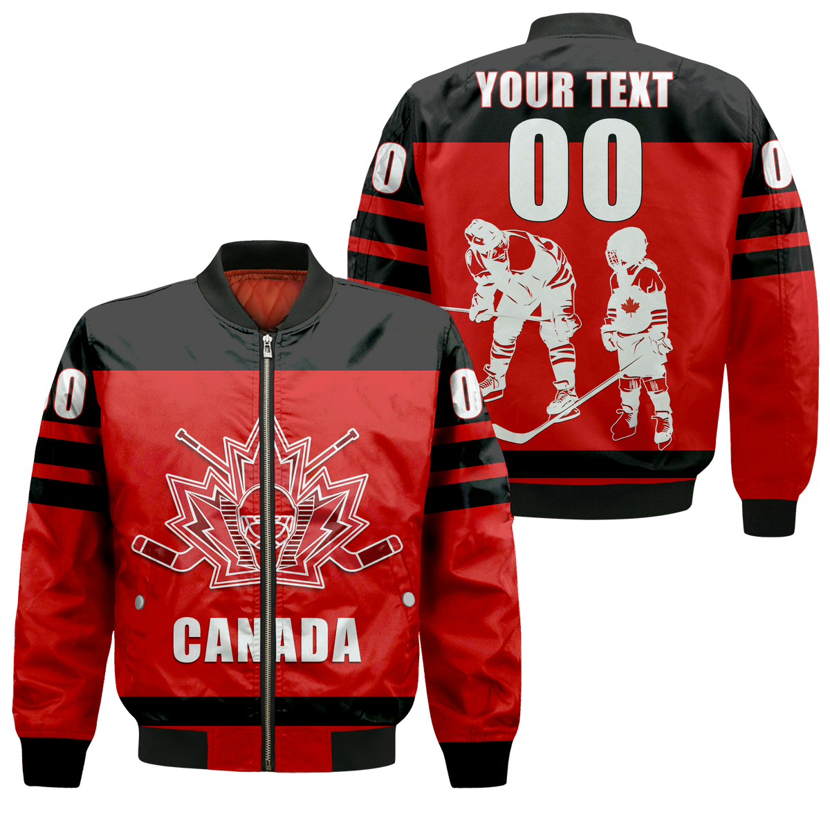 (Custom Personalised) Canada Hockey Team Supporter Father's Day Bomber Jacket LT12 - Shopicos
