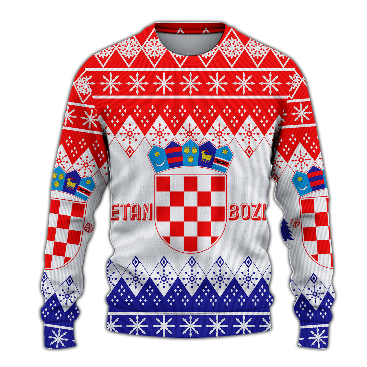 Croatia Christmas Sretan Bozic Ugly Pattern Sweatshirt - LT12 - Shopicos