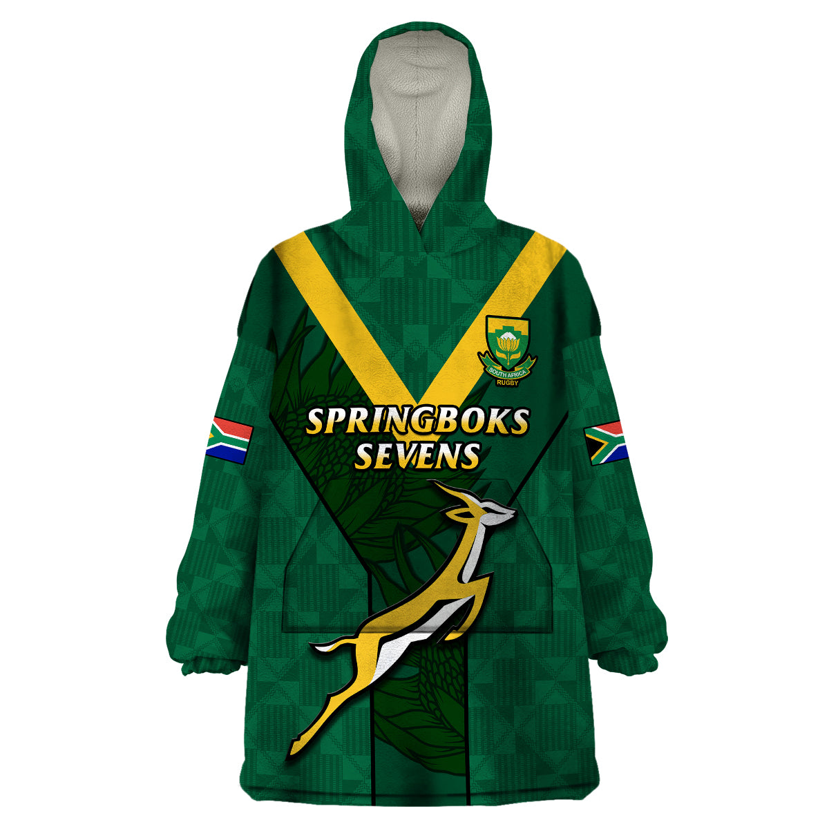(Custom Text And Number) South Africa Rugby Go Blitzboks Sevens Wearable Blanket Hoodie - Shopicos