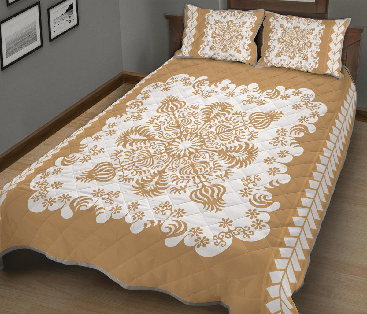Hawaii Quilt Bed Set Pattern Version Special Gold LT13 - Shopicos