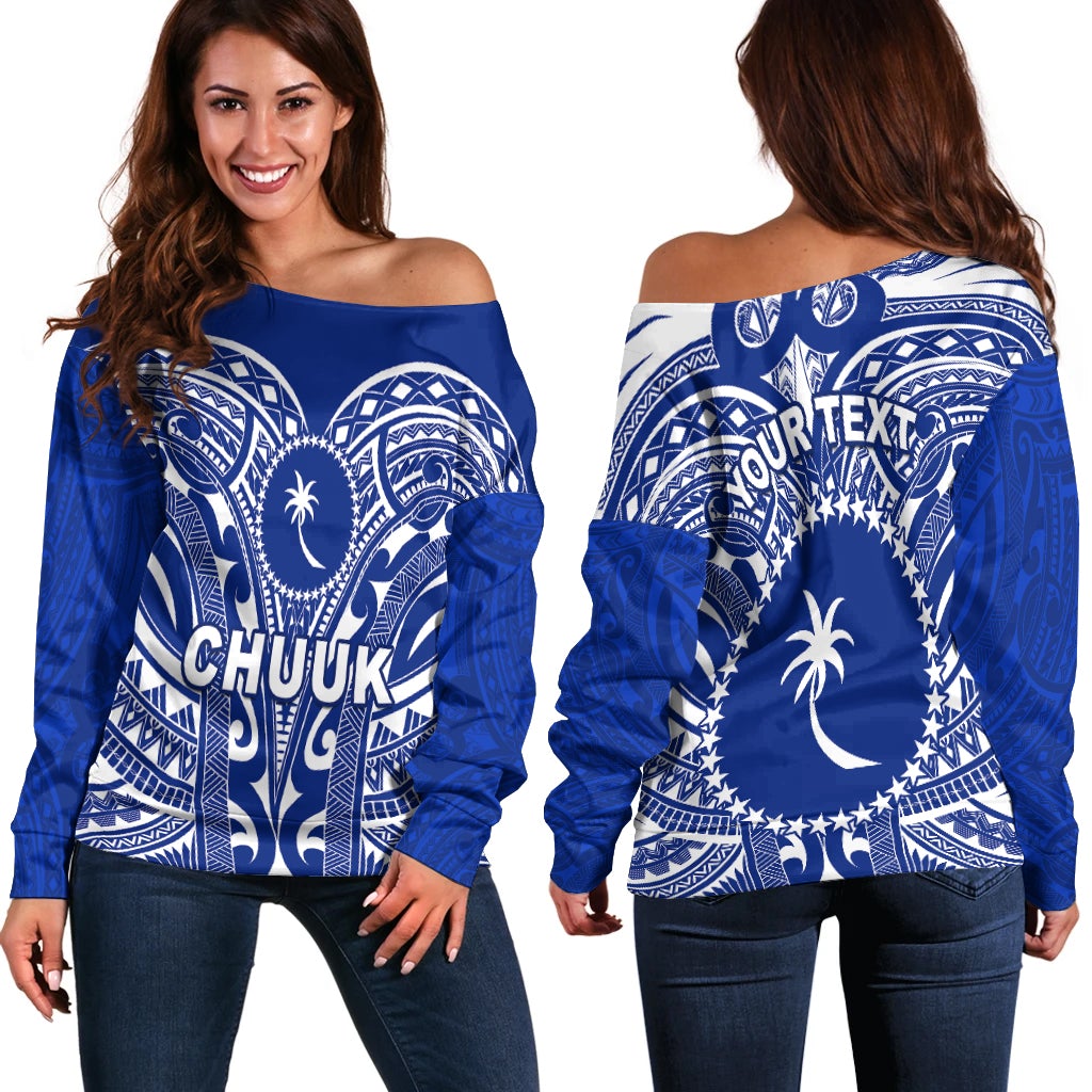 (Custom Personalised) Chuuk Micronesia Off Shoulder Sweater Simple Pattern LT13 - Shopicos