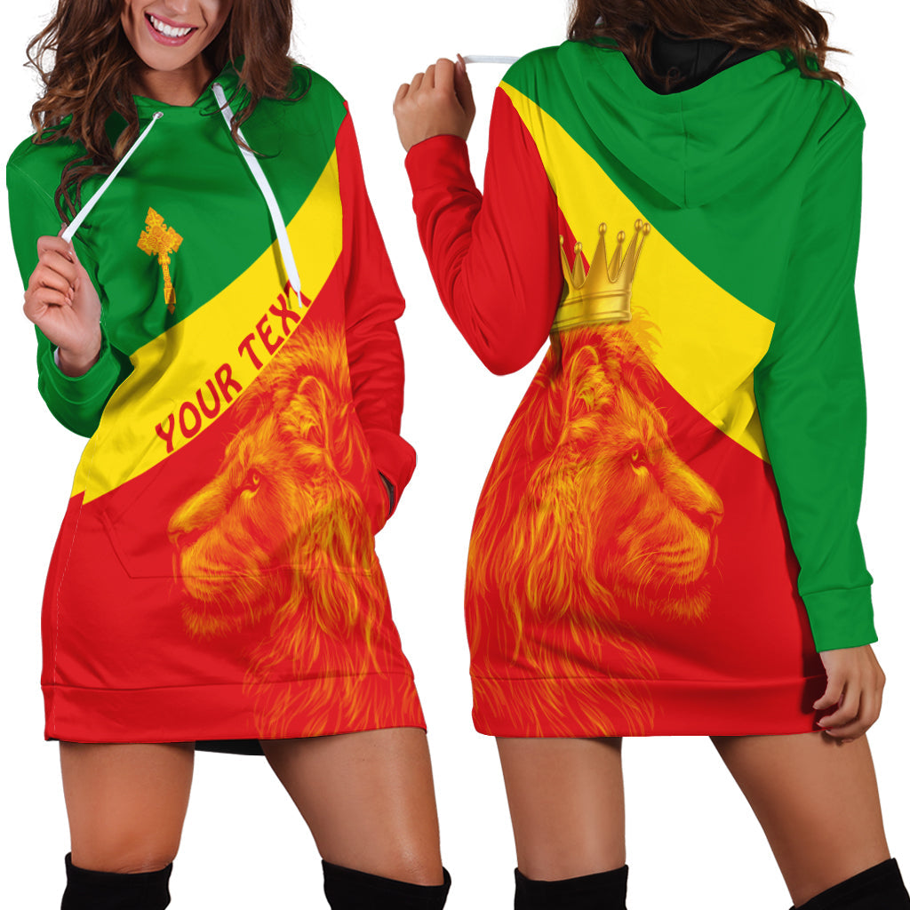 (Custom Personalised) Ethiopia Hoodie Dress Ethiopian Cross and Lion of Judah LT13 - Shopicos