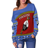 (Custom Personalised) Eswatini Independent Anniversary Off Shoulder Sweater - Flag and Shield Swaziland LT13 - Shopicos