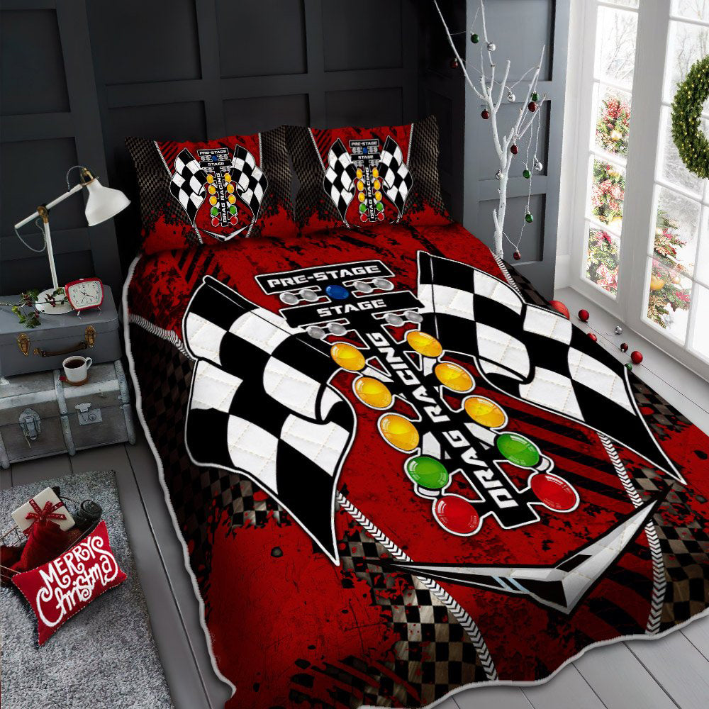 Racing Drag Racing Red Style Quilt Bed Set - Shopicos