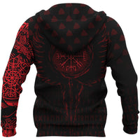 Viking Zip Hoodie - Old Norse Odin Tattoo - Red RLT12 - Shopicos