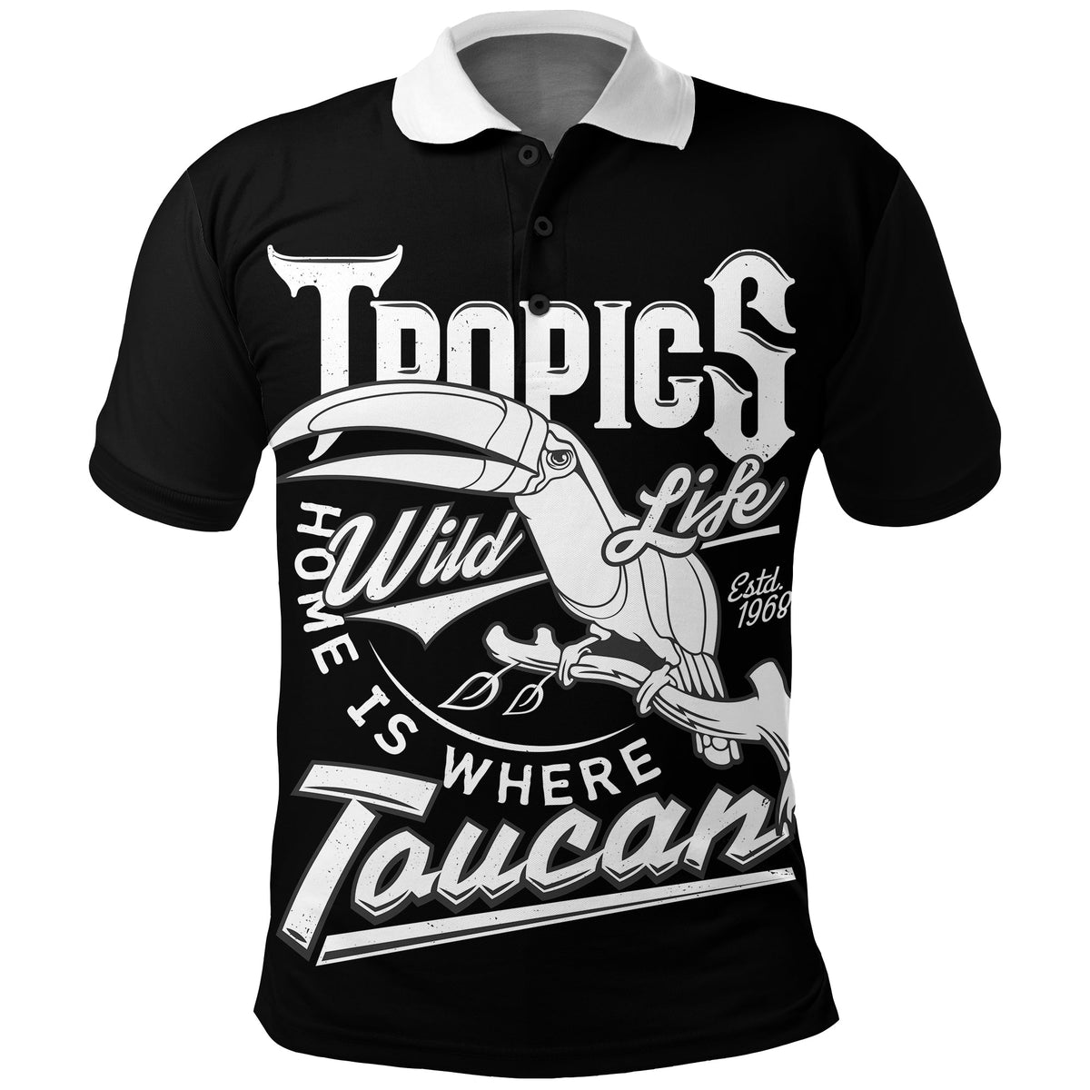 Belize Taucan Style Polo Shirt ver2 Black LT20 - Shopicos