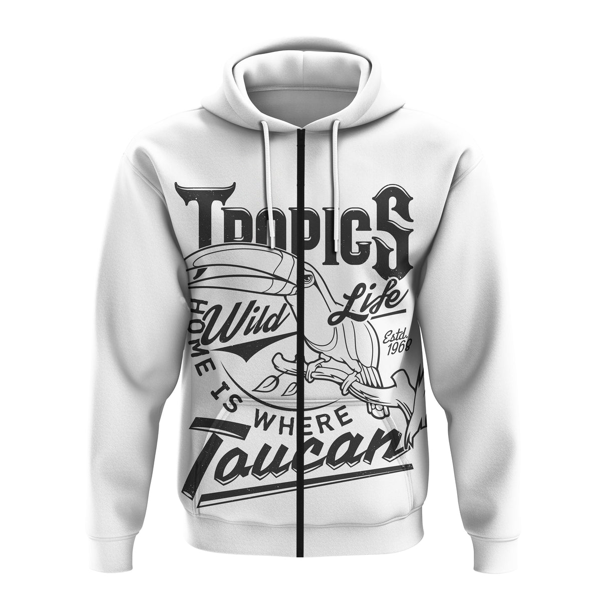 Belize Taucan Style Zip up Hoodie Ver2 White LT20 - Shopicos