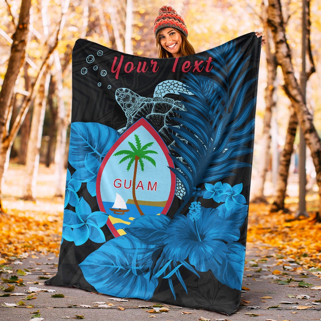 custom-personalised-guam-seal-premium-blanket-polynesian-turtle-with-flowers-version-blue