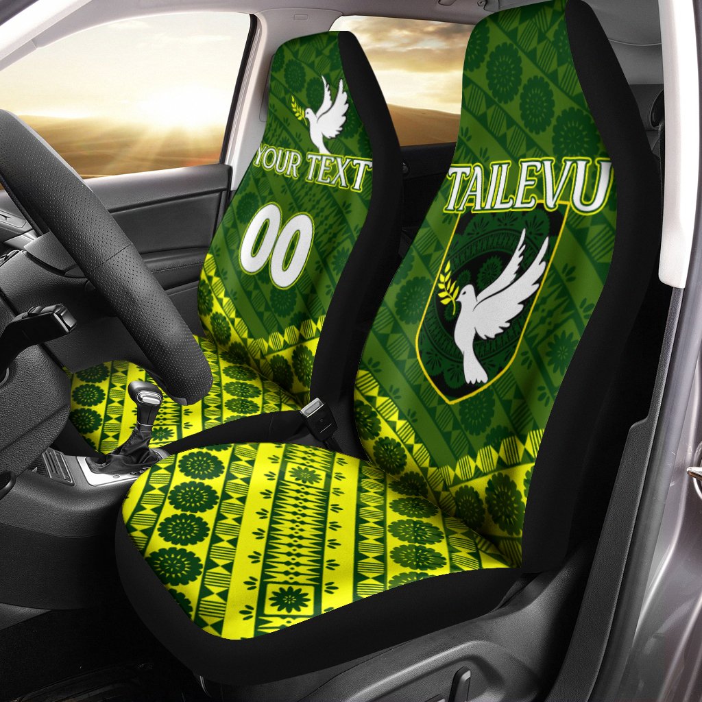 (Custom Personalised) Tailevu Rugby Union Fiji Car Seat Covers - Tapa Pattern LT12 - Shopicos