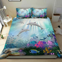 Hawaiian Dolphins Play The Ocean Polynesian Bedding Set - Shopicos