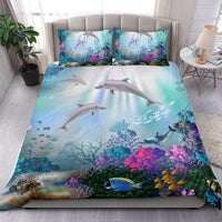 Hawaiian Dolphins Play The Ocean Polynesian Bedding Set - Shopicos