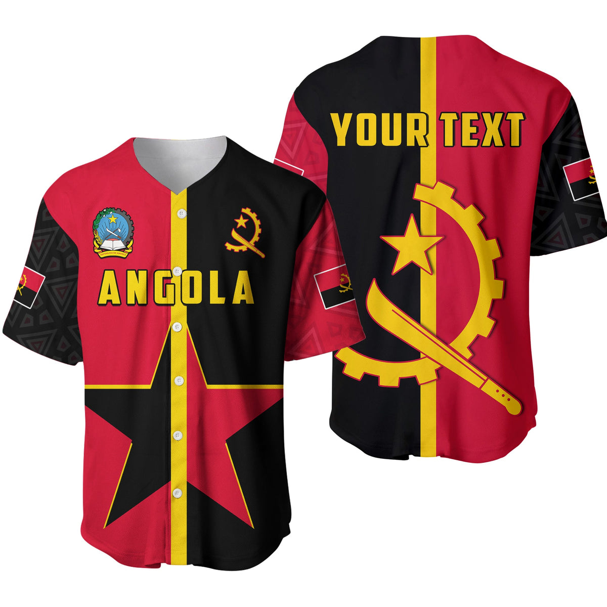 (Custom Personalised) Angola Baseball Jersey Star and Flag Style Sporty LT13 - Shopicos