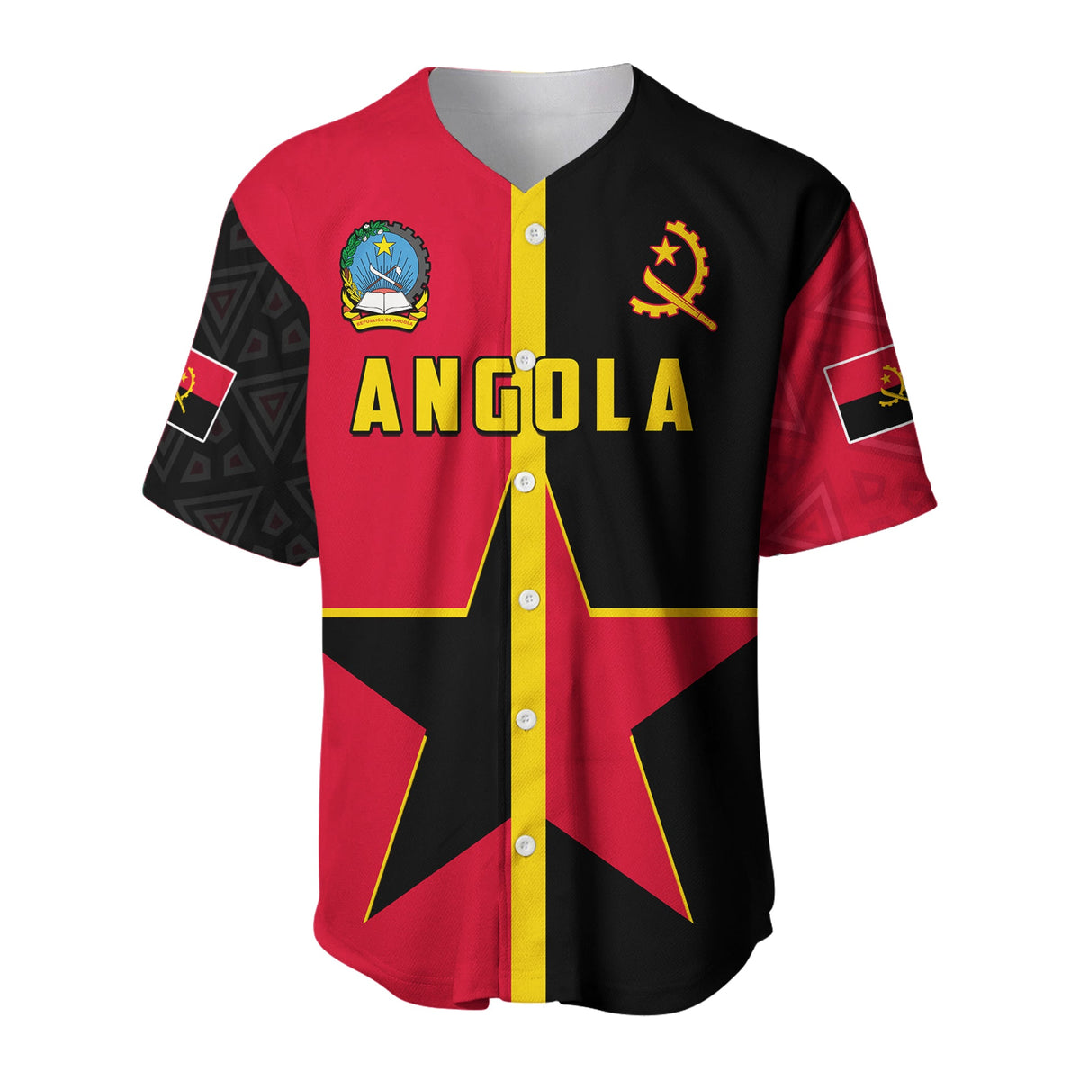 Angola Baseball Jersey Star and Flag Style Sporty LT13 - Shopicos