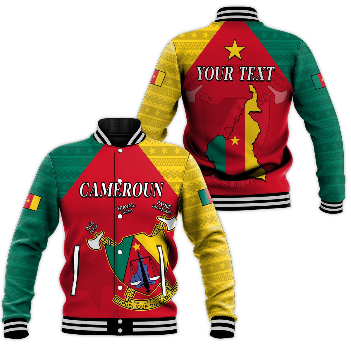 (Custom Personalised) Cameroon Baseball Jacket Independence Day Cameroonians Pattern LT13 - Shopicos