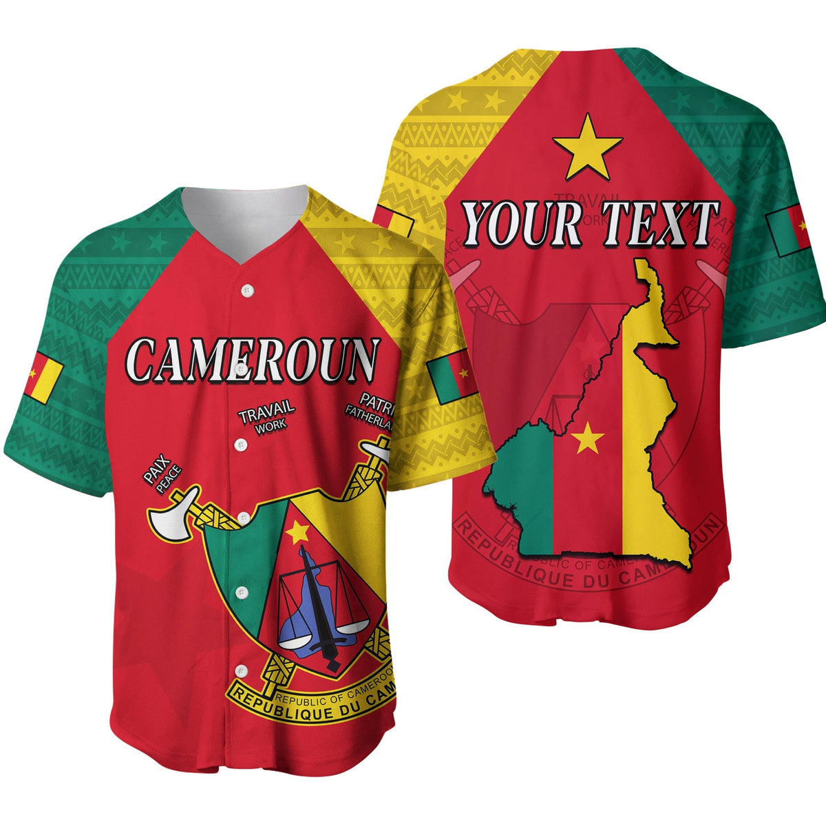 (Custom Personalised) Cameroon Baseball Jersey Independence Day Cameroonians Pattern Ver.02 LT13 - Shopicos