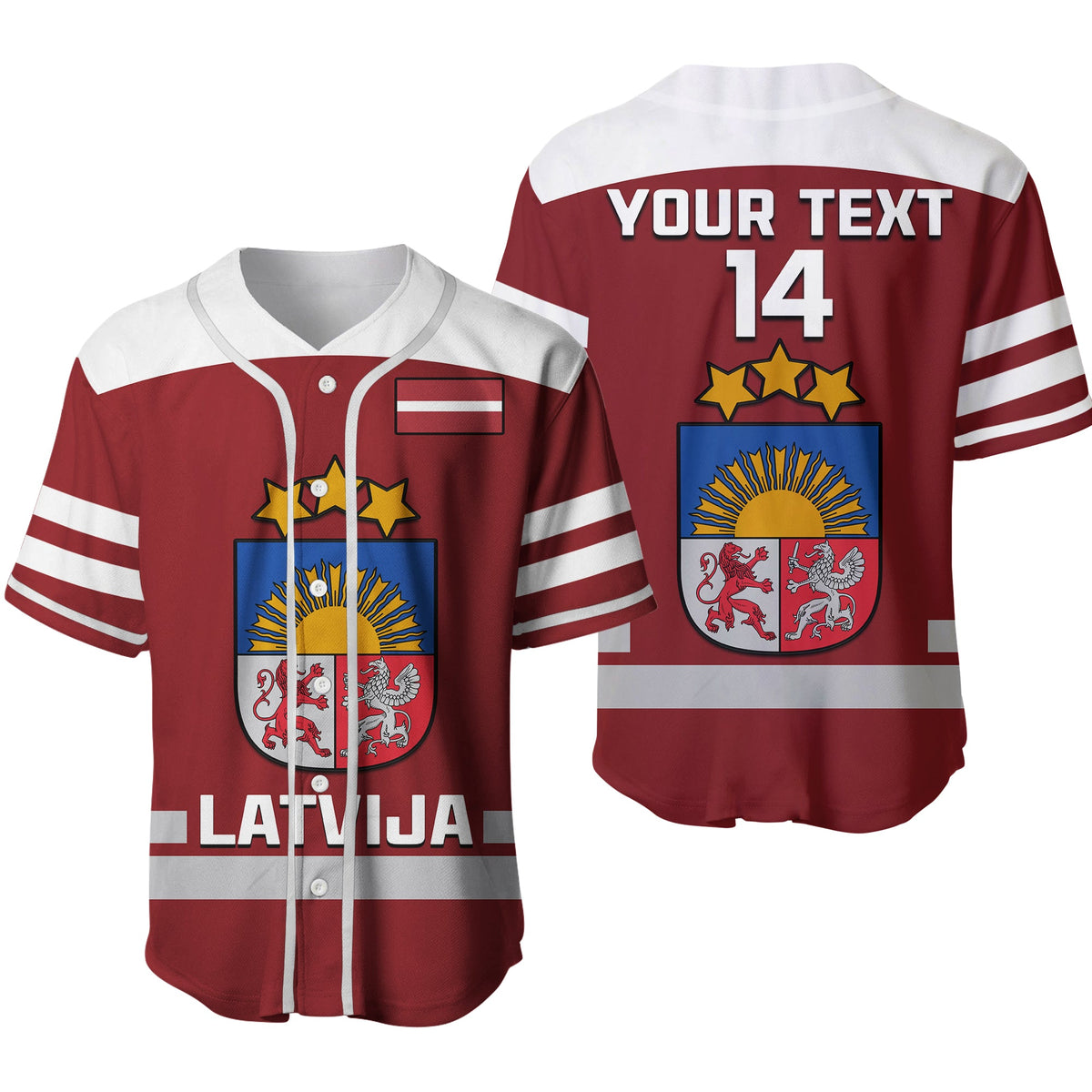 (Custom Text And Number) Latvia Hockey 2023 Baseball Jersey Red Sporty Style Ver.02 - Shopicos
