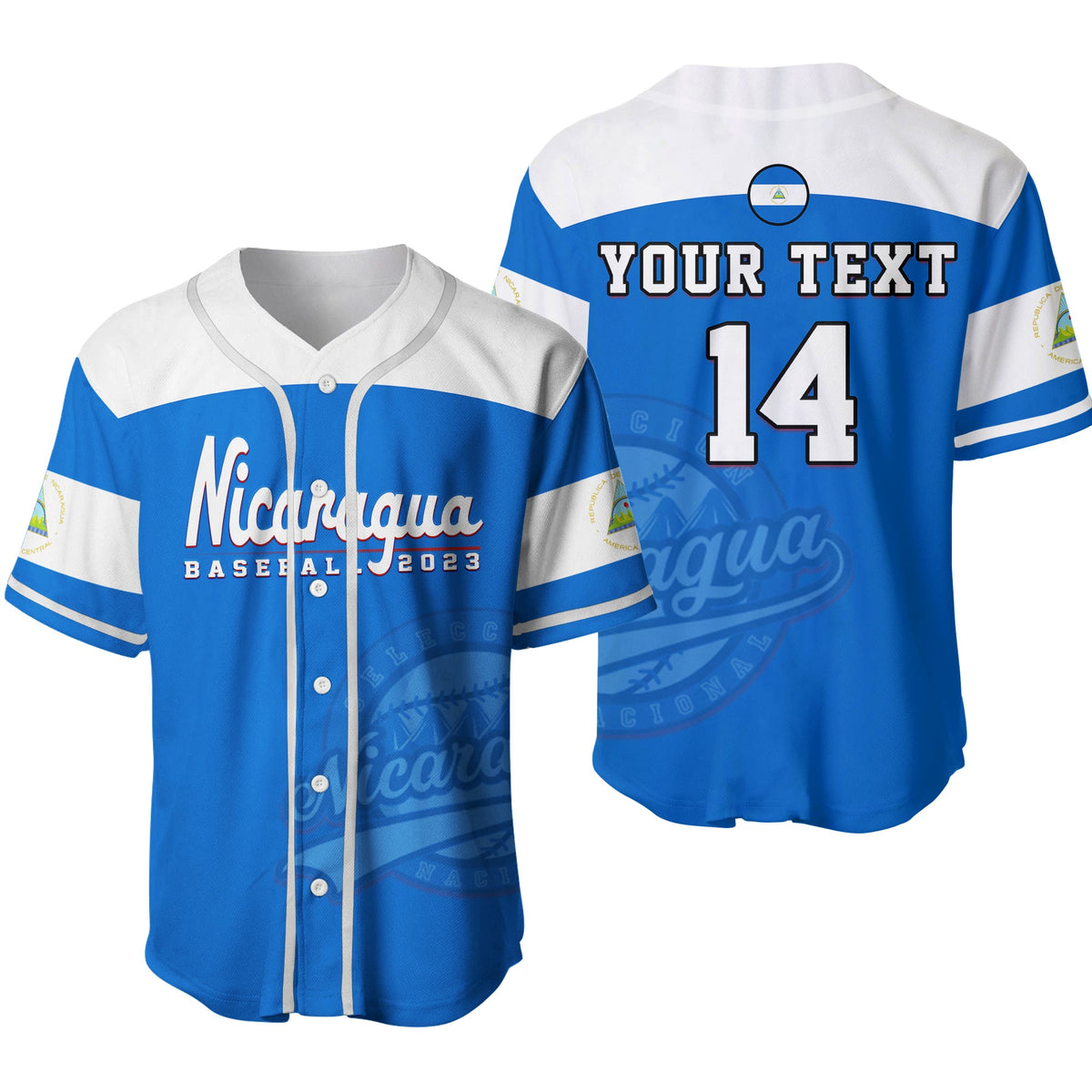 (Custom Text And Number) Nicaragua 2023 Baseball Jersey Baseball Ver.02 - Shopicos