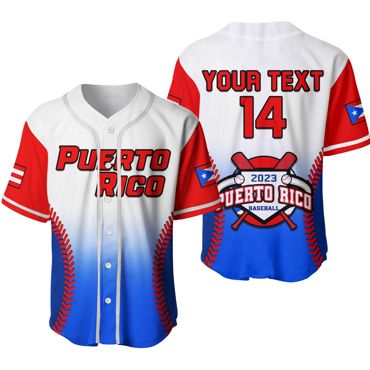 (Custom Text And Number) Puerto Rico 2023 Baseball Jersey Baseball Sporty Version Ver.02 - Shopicos