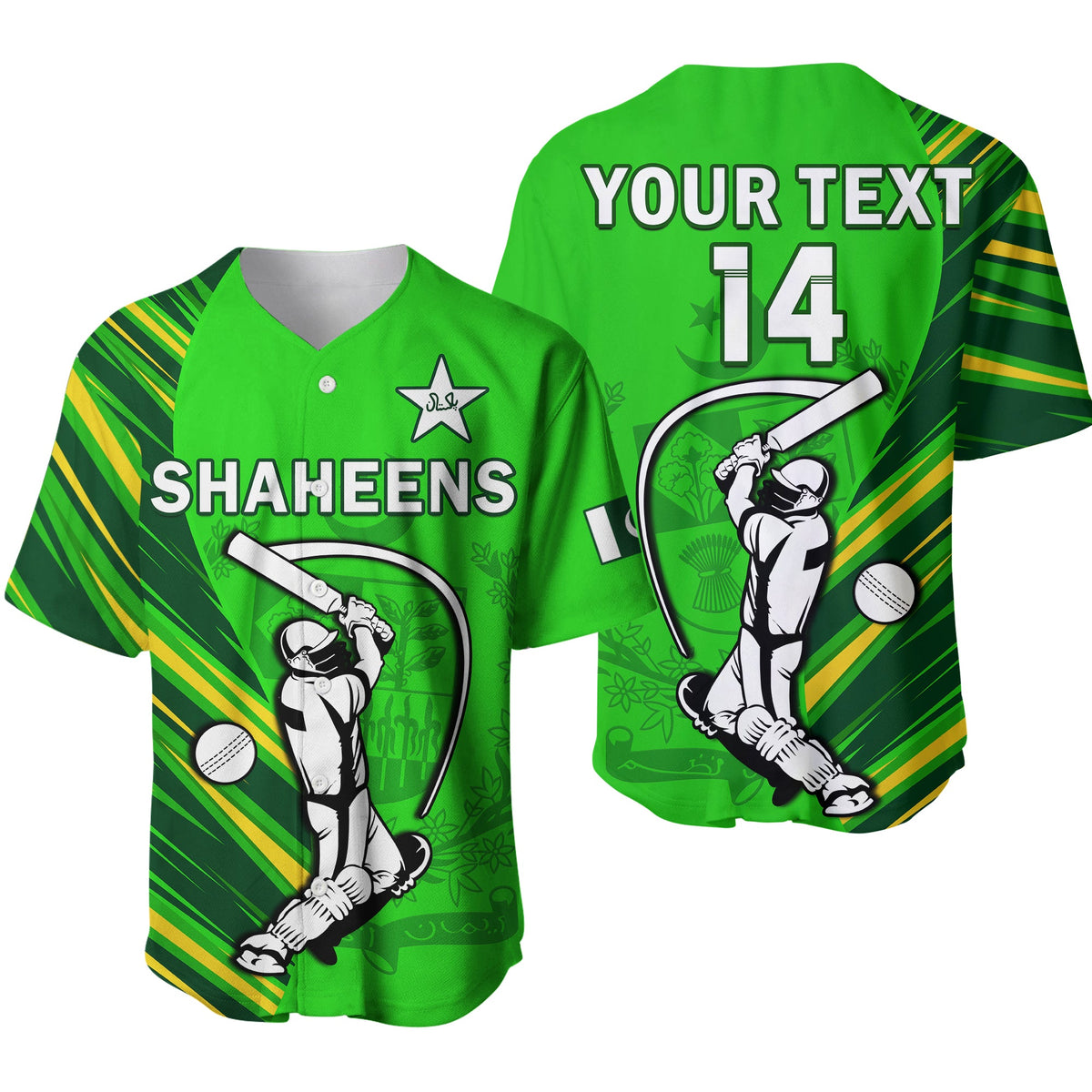 (Custom Text And Number) Pakistan Cricket Baseball Jersey Go Shaheens Simple Style - Shopicos