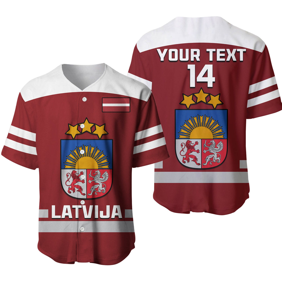 (Custom Text And Number) Latvia Hockey 2023 Baseball Jersey Red Sporty Style Ver.01 - Shopicos