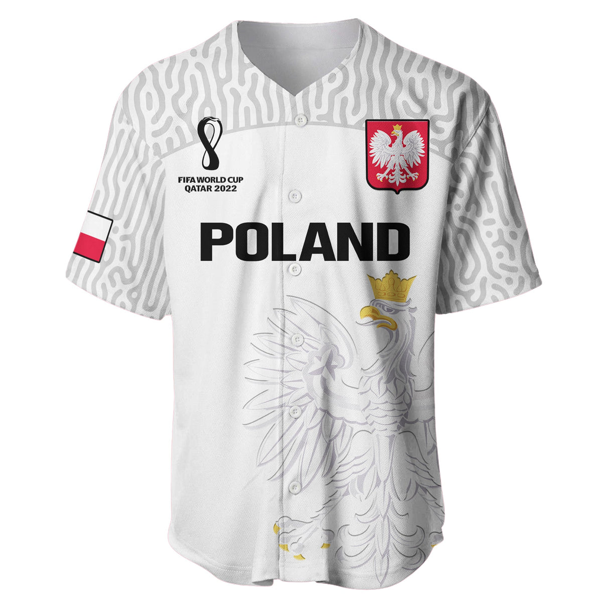 Poland Football Baseball Jersey Polska World Cup 2022 White - Shopicos