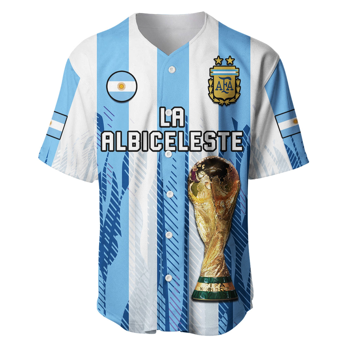 Argentina Football Baseball Jersey La Albiceleste Campeon Proud White 2022 - Shopicos