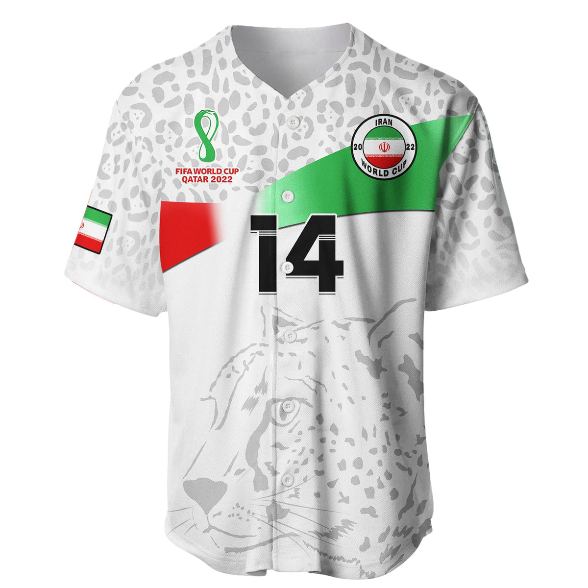 (Custom Text And Number) Iran Football Baseball Jersey Team Melli World Cup 2022 - Shopicos