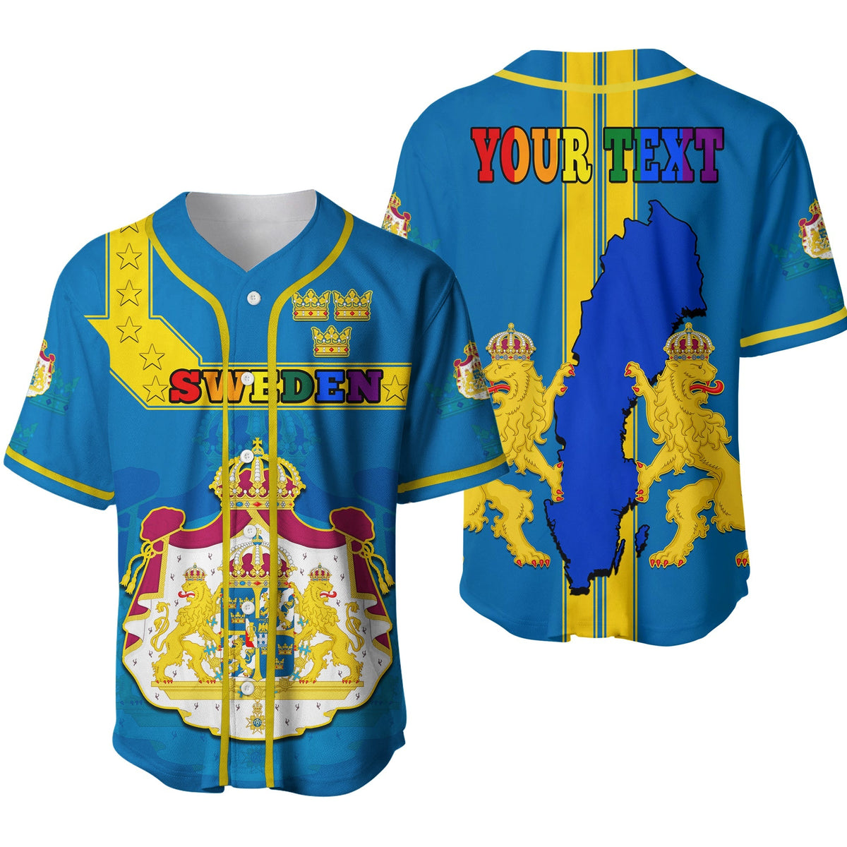 (Custom Personalised) Sweden LGBT Day Baseball Jersey - Be Proud Of Who You Are Ver.02 - Shopicos