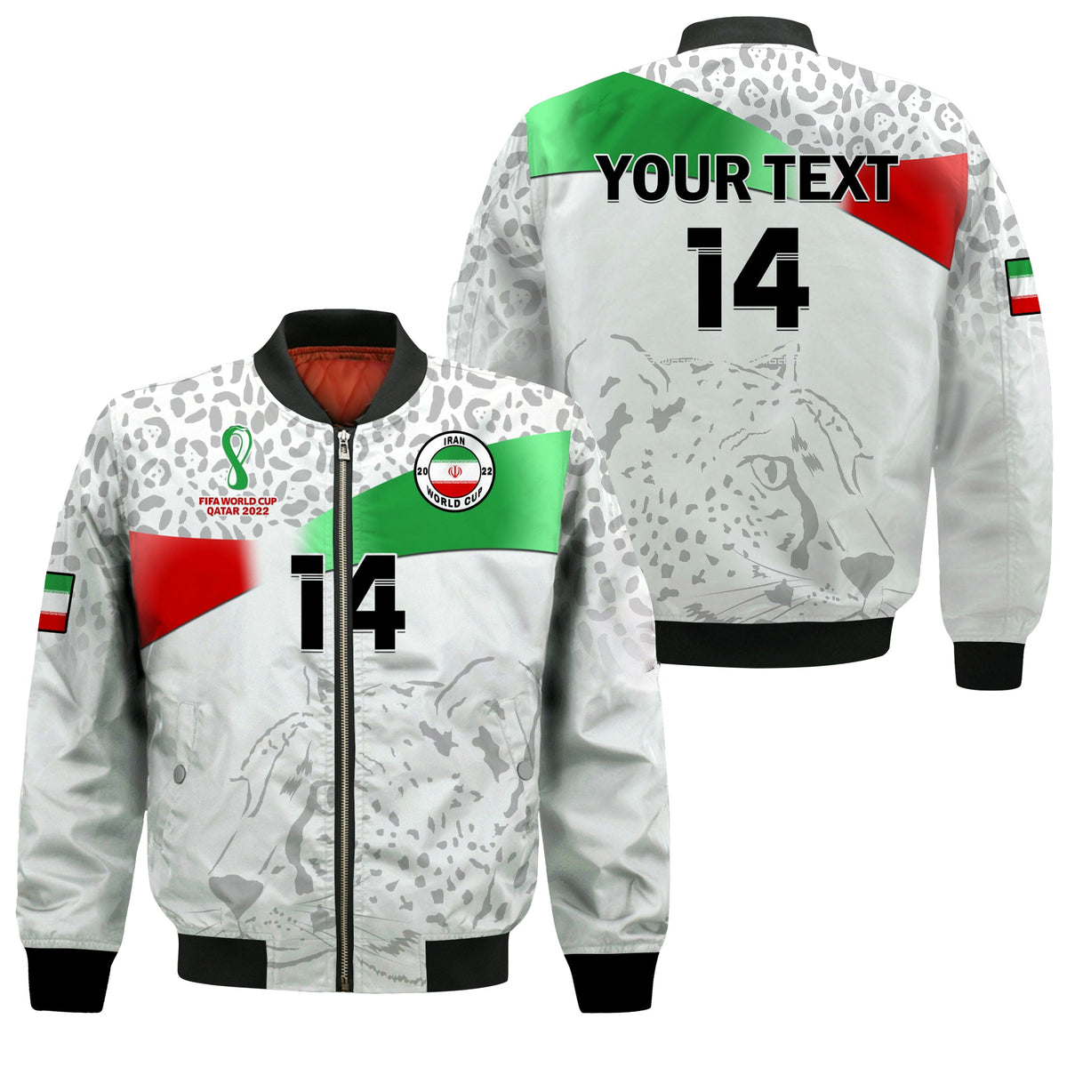 (Custom Text And Number) Iran Football Bomber Jacket Team Melli World Cup 2022 - Shopicos
