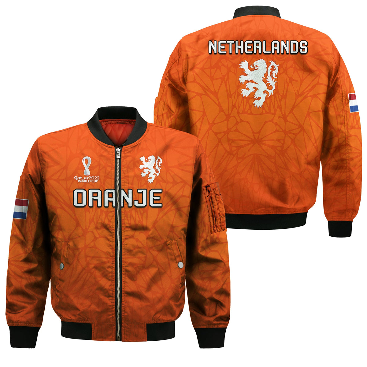 Netherlands Football Bomber Jacket 2022 Soccer World Cup Oranje Champions LT13 - Shopicos