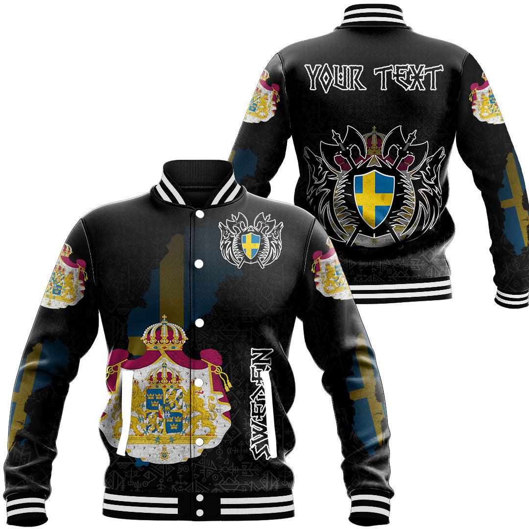 (Custom) Viking - Sweden Flag and Map Baseball Jackets style Viking Geri and Freki RLT12 - Shopicos