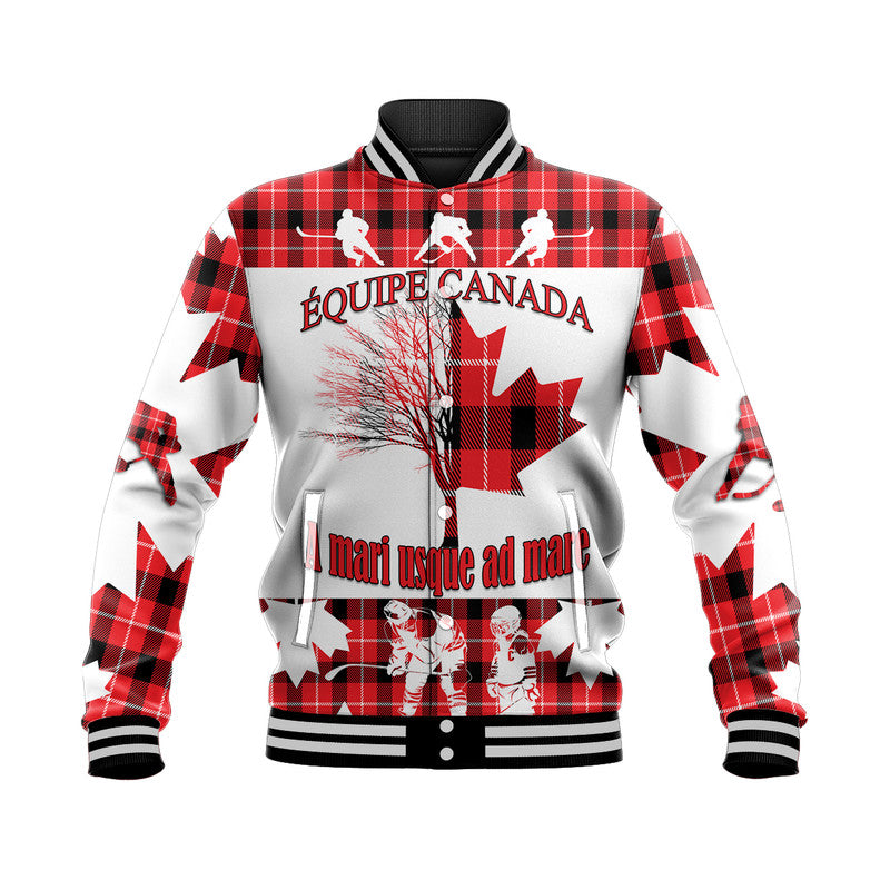 (Custom Personalised) Fathers Day - Canada Hockey Baseball Jacket - Maple Leaf Tartan LT9 - Shopicos